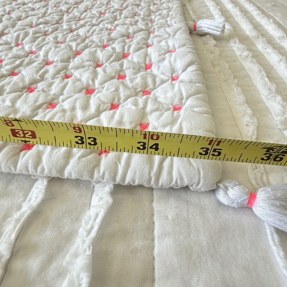 Pottery barn Kids Crib Toddler Quilt Blanket Pink White Nursery Organic Cotton - Picture 3 of 6